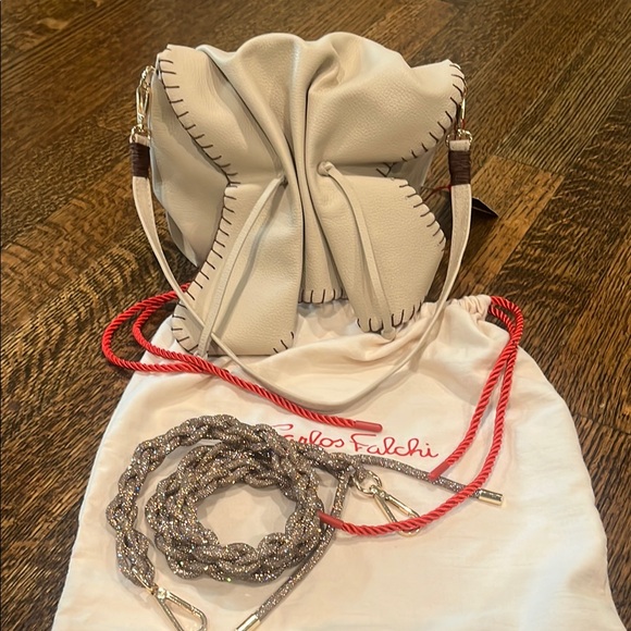 Carlos Falchi Tan Medium Butterfly Bag with Crystal Strap - Picture 3 of 14